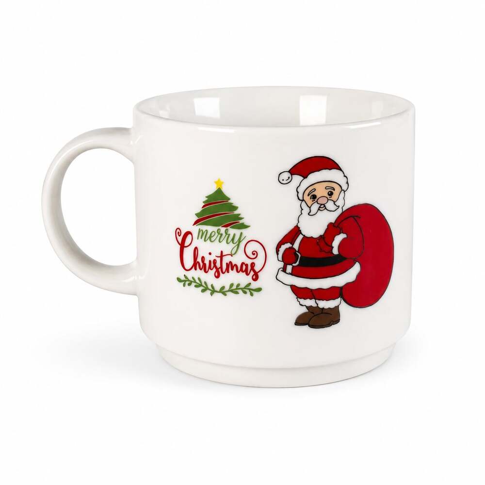 Vintage Merry Christmas Santa Claus Ceramic Coffee Mug